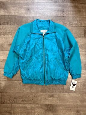 Vintage 90’s Lavon Teal Bomber Jacket - Lightweight Zip Front
